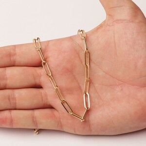 Solid 14k Real Yellow Gold Paperclip Chain Necklace 5.2mm Gold Italian Paperclip Link Chain Necklace