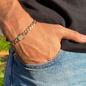 7mm Gold Miami Cuban Bracelet 14k Real Gold Miami Cuban Link Bracelet, 14k Solid Gold Monaco Chain Bracelet