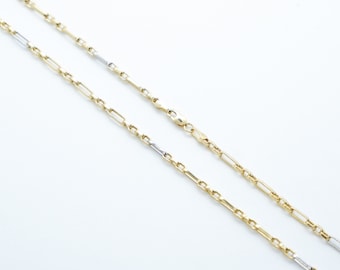 14k Real Yellow White Gold Paperclip Chain Necklace 14k Paperclips Necklace Chain 2.7mm Layered Unisex Chain