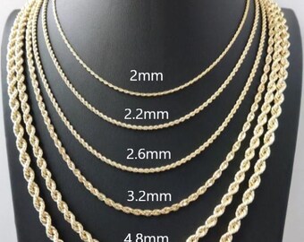 14Kゴールド ネックレス　刻印あり　ロープ 2mm 40cm 14Kゴールドネックレス 太いネックレス ロープ チェーンホワイト