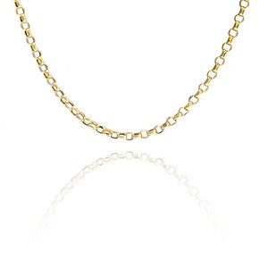 ソリッド 14k ゴールド ダイヤモンドカット ロロリンク チェーン ネックレス 3.5 mm ゴールド ロロチェーン