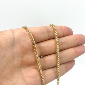 Solid 14k Real Gold Square Wheat Chain Necklace 1.7mm Yellow Gold Spiga Wheat Chain Necklace