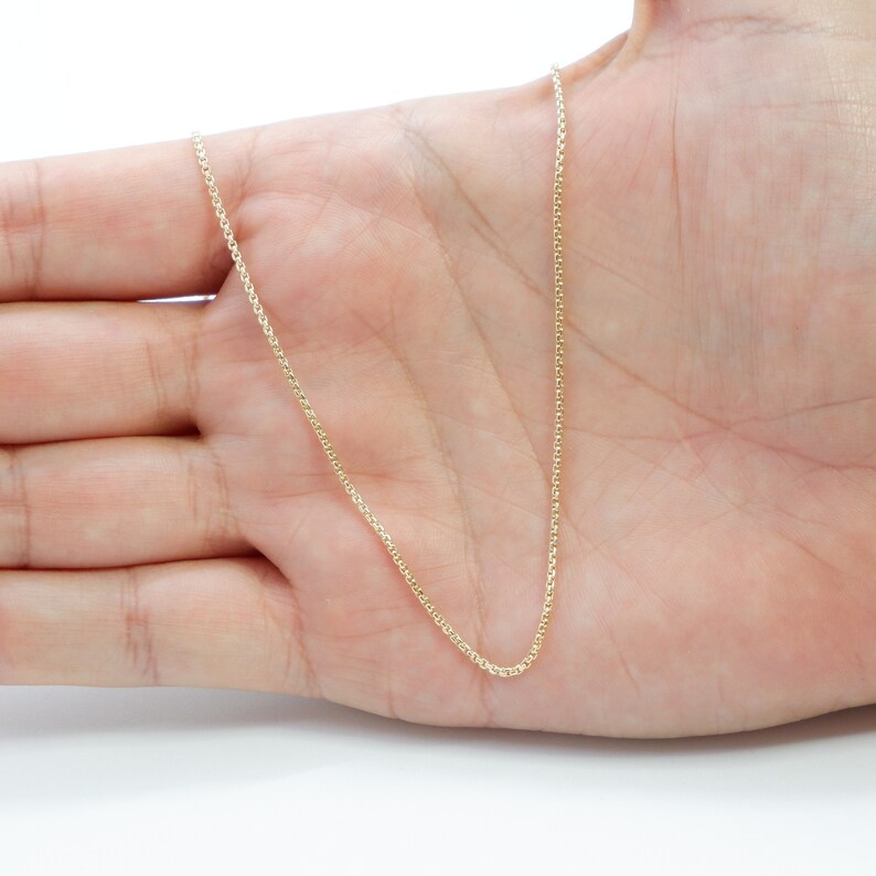 1.5mm Round Box Chain Necklace Solid Real 14k Yellow Gold Round Box ...
