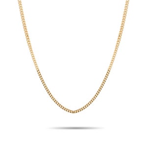 14k Solid Yellow Gold Miami Cuban Chain Necklace 3.3mm Cuban Link Chain, Real Gold Curb Cuban Chain
