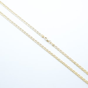 14k Solid Gold Mariner Anchor Link Chain Necklace 3.5mm Real Gold Mariner Link Chain Layering Necklace