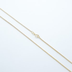 1.5mm Round Box Chain Necklace Solid Real 14k Yellow Gold Round Box Necklace 18&#39;&#39; 20&#39;&#39; 22&#39;&#39; 24&#39;&#39; Inch Layering Necklace