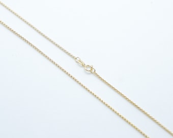 1.5mm Round Box Chain Necklace Solid Real 14k Yellow Gold Round Box Necklace 18'' 20'' 22'' 24'' Inch Layering Necklace