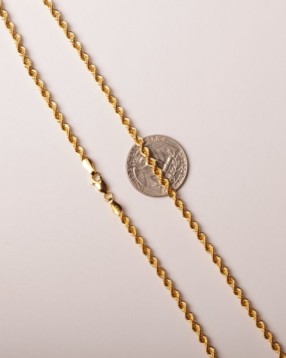 14K リアルゴールド ロープネックレスチェーン 3mm 刻印入りロープ
