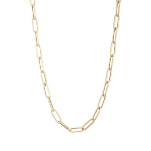 3.7mm Gold Paperclip Chain Necklace 14k Real Yellow Gold Italian Paper Clip Chain Necklace
