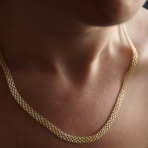 Solid 14k Yellow Gold Bismark Chain Necklace 5.7mm Reflexions Bismark Mesh Necklace Chain