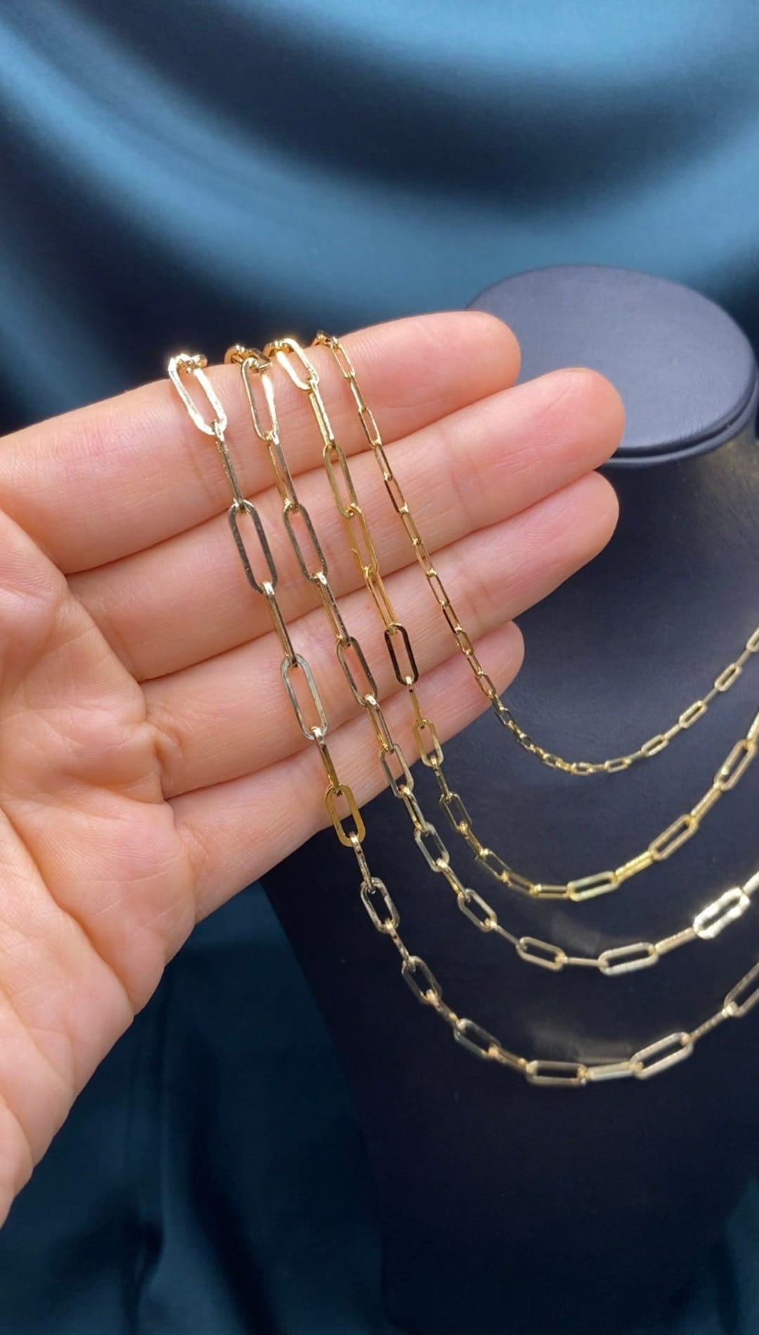 14K ゴールド ネックレス チェーン ソリッド 14k ゴールド ペーパークリップ チェーン ネックレス 2 mm