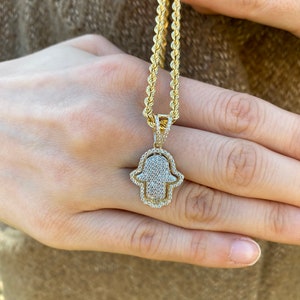 Gold Hamsa Pendant Charm 14k Solid Real Gold Hamsa Hand Charm, Multi Color Hamsa Dainty Pendant