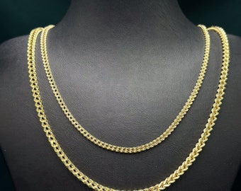 Naszyjnik z łańcuszkiem Franco ze złota próby 14k, 3,3 mm, 2,4 mm, z żółtego złota, z łańcuszkiem Franco Box