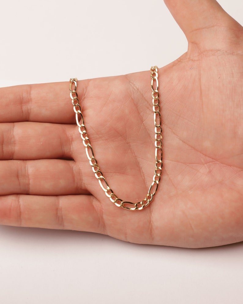4mm Figaro Pave Chain Necklace – Vermeil (Gold Over .925 Sterling Silver) – 16 To 30 Inch
