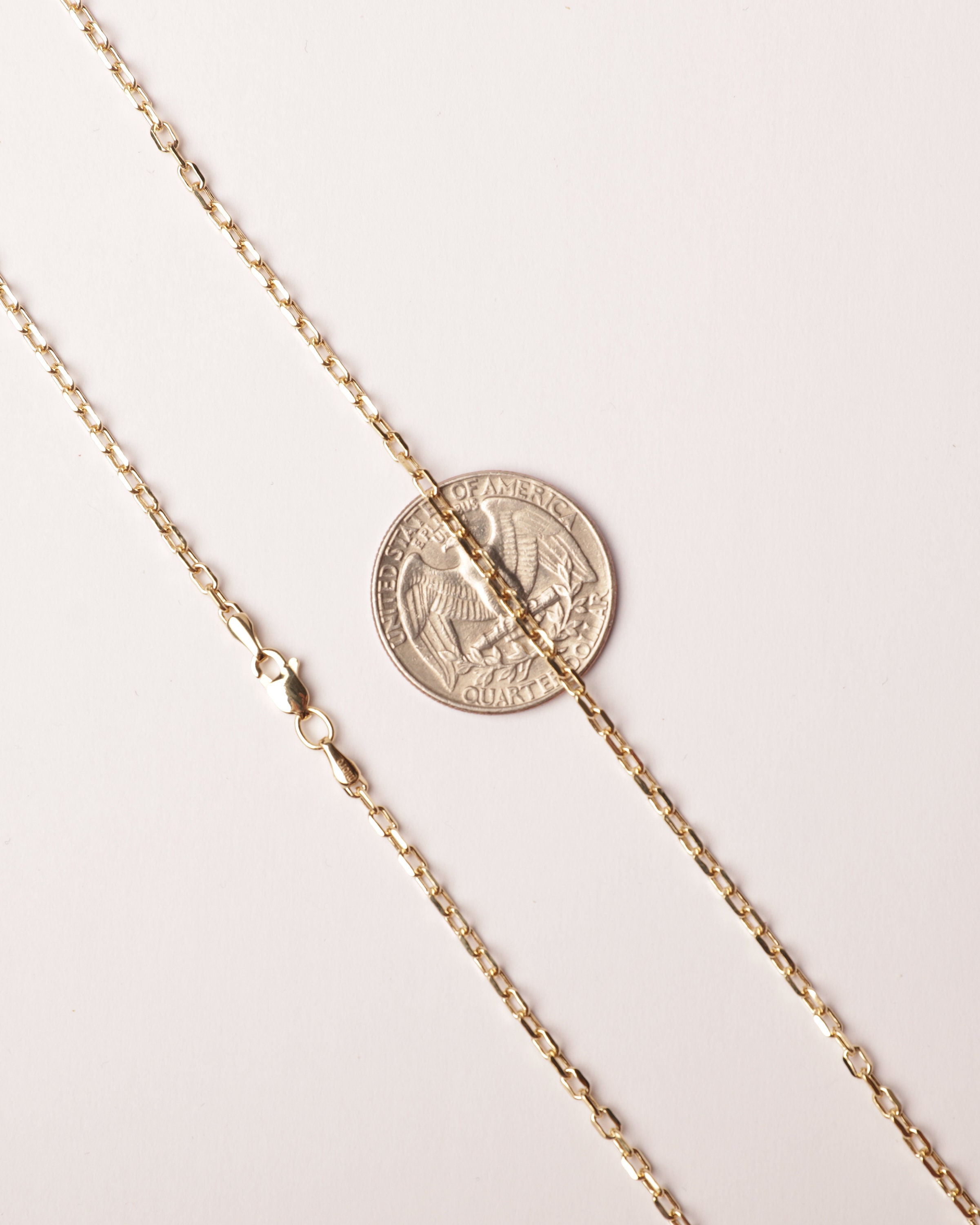 14 Karat Gelbgold Büroklammer Glieder Kette Halskette 925 Sterling