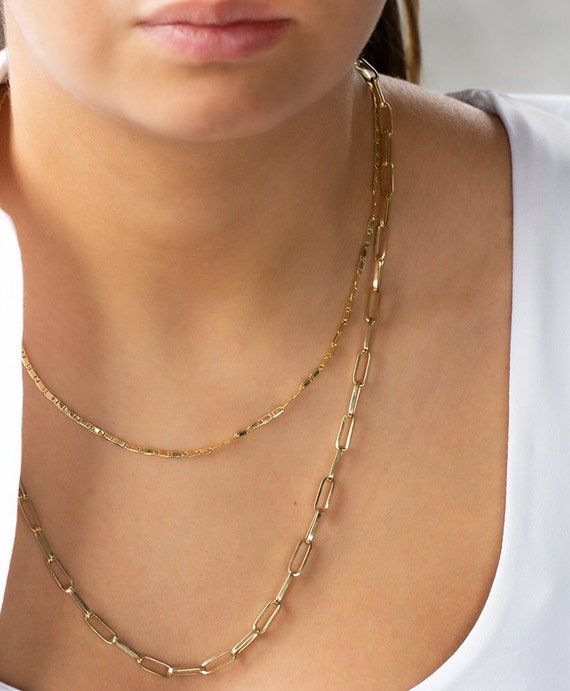Buy 14k Yellow Gold Hollow Paper Clip Chain 16-20 Inch 3.50mm Online at SO  ICY JEWELRY