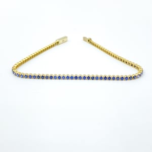 Tennis Bracelet 2.1mm Round Cut Solid 14k Yellow Gold London