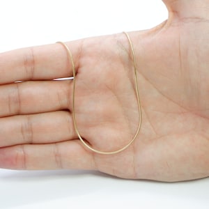 Solid 14k Yellow Gold Round Snake Chain Necklace 1mm Gold Snake Chain, Unisex Dainty Chain