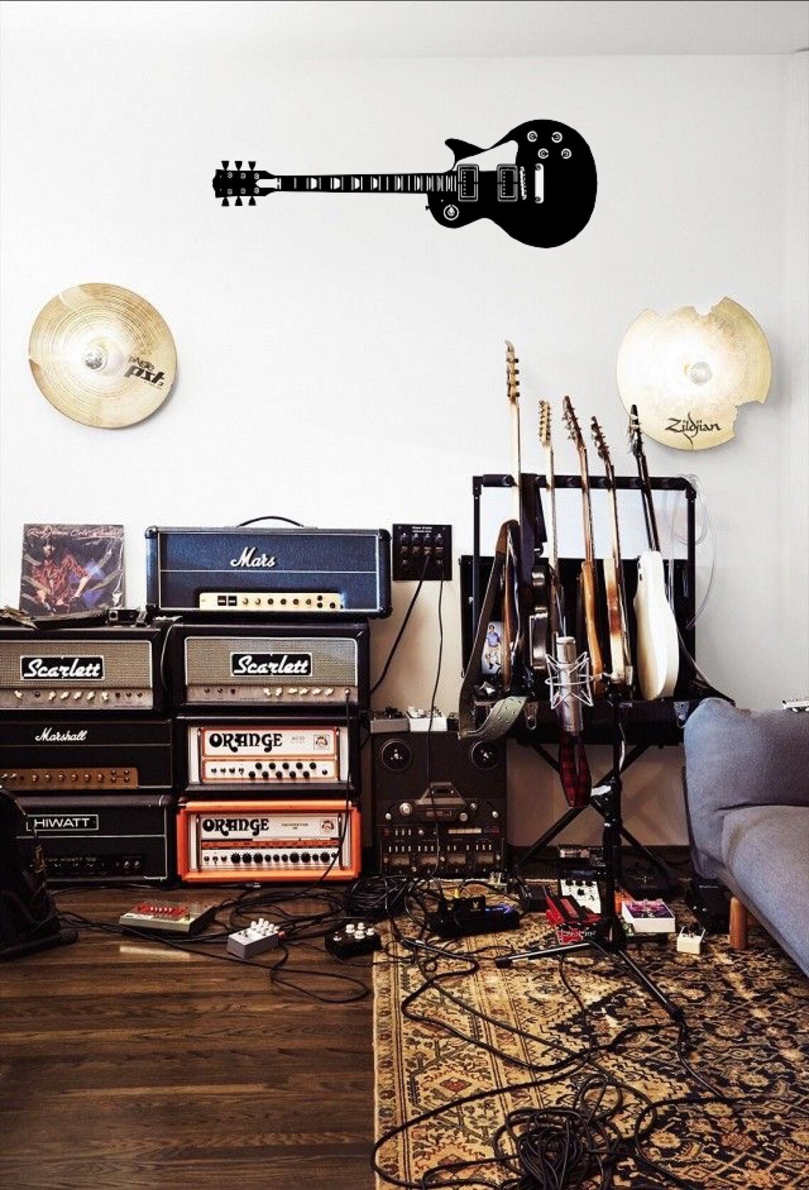 Guitar Wall Art Black Modern Wall Art Nursery Wall Decor Etsy