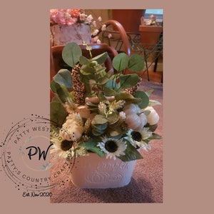 Simple White Pumpkin Centerpiece/Floral Arrangement