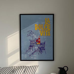 La Dolce Vita poster| Trendy Bar cart print | Campari Colourful Art Painting | Italy Travel Wall Print | Retro Aperol Spritz Art
