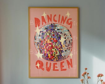 Kitchen Disco Print | Dancing Queen art | Colourful Home Décor | Rainbow Kitchen |  Disco Ball Print | Digital download available