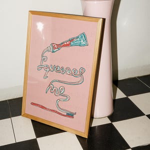 Bathroom Print | Toothbrush and toothpaste art | Squeeze Me toothpaste | Brush your teeth poster | funny bathroom art