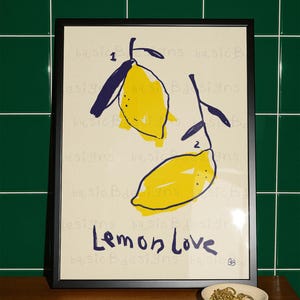 Lemons Art Print | Lemon Love Modern Wall Art | Fruit Kitchen Wall Decor | Cute Lemon Print with leaves| Digital Download Available