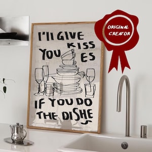 Kitchen wall art | Wash the dishes Poster | Do the dishes dummy Mid Century Print | Minimalistic Typography | Digital download available