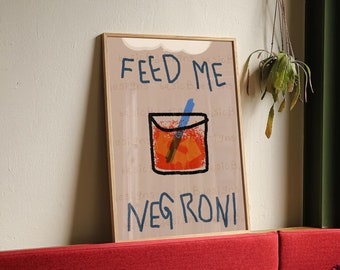 Kitchen wall art | Negroni cocktail wall art | Alcoholic print | Gallery Wall Art | Digital download available