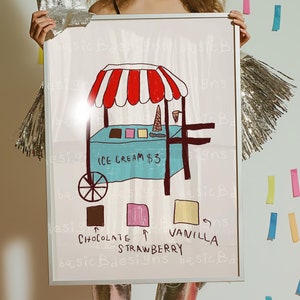 Ice cream truck cart print | Gelato poster | Sweet Dessert art | Dining room & Kitchen posters | Digital download available