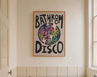 Bathroom Disco Blue Print | Colourful Home Décor | Rainbow Toilet |