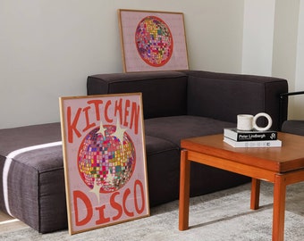 Kitchen Disco Print | Colourful Home Décor | Rainbow Kitchen |  Disco Ball Print | DIGITAL DOWNLOAD