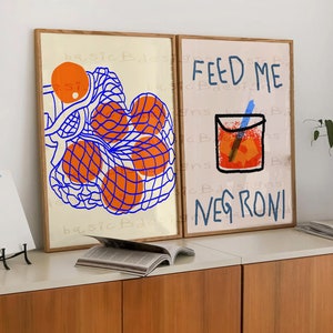 Kitchen wall art | Negroni cocktail wall art | Alcoholic print | Gallery Wall Art | Digital download available