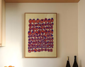 Tomato food print | Food art | Pile of tomatoes| Vine tomato| Red and blue art Dining room and Kitchen posters  | Digital download available