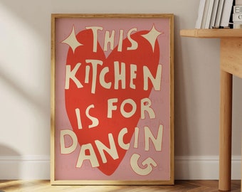 This kitchen is for dancing art poster | Disco Kitchen Print  | Retro Dining Decor