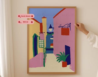 Colorful Tenby Wales Paper Cut Art Print| Whimsical Welsh Coastal Town| Sea Between Houses Poster| Vibrant Holiday Decor| Unique Travel Gift