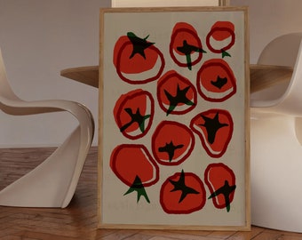 Impression alimentaire tomate | Art culinaire | Affiches de salle à manger et de cuisine | Téléchargement numérique disponible