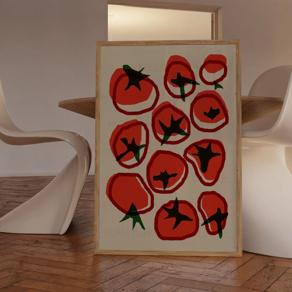 Tomate Essen Druck | Lebensmittelkunst | Esszimmer und Küche Poster | Digitaler Download verfügbar