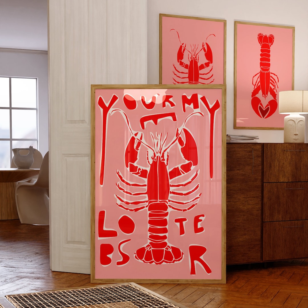 You're My Lobster Art Print Pink Typography Print - Etsy