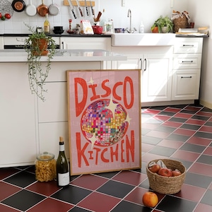 Disco Kitchen Ball Art Print | Colourful Home Decor (Digital Download)