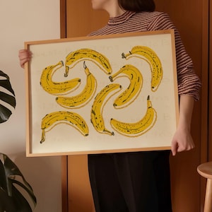 Banana Print | Yellow Fruit Print |Dining Room Décor | Food Poster | Kitchen Wall Art | Colourful Décor | Digital download available