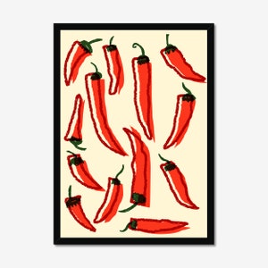 Tomate Essen Druck Chili Schoten Aufdruck Lebensmittelkunst Esszimmer und Küche Poster Digitaler Download Bild 9