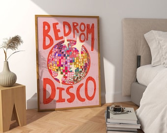 Bedroom Disco Print | Colourful Home Décor | Rainbow bed |  Kitchen Disco Ball Print| Bathroom disco | Digital download available