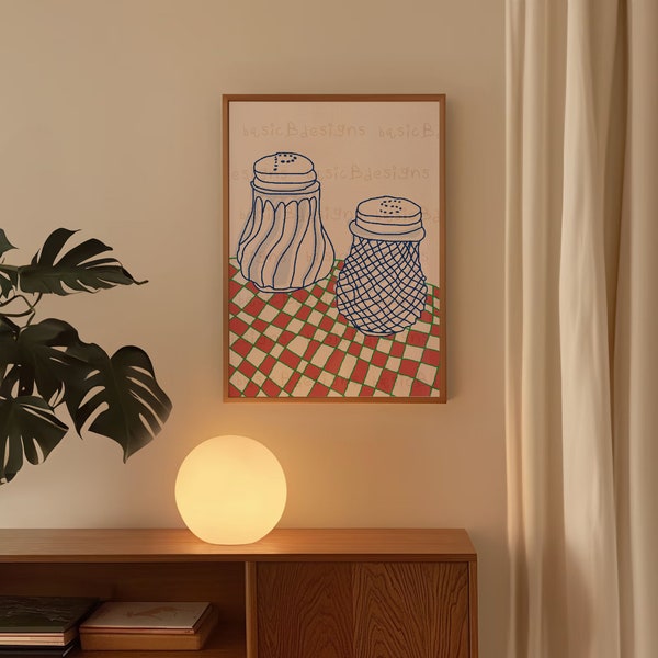 Kitchen wall art | Shake it up | Mid Century Modern salt and pepper shakers|  Digital download available