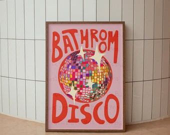 Bathroom Disco Print | Colourful Home Décor | Rainbow Toilet |  Kitchen Disco Ball Print | DIGITAL DOWNLOAD