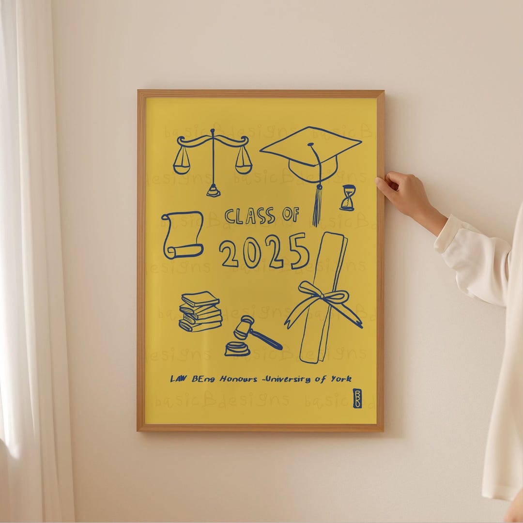 Custom Graduation Illustration Print: Personalized Line Art (digital ...