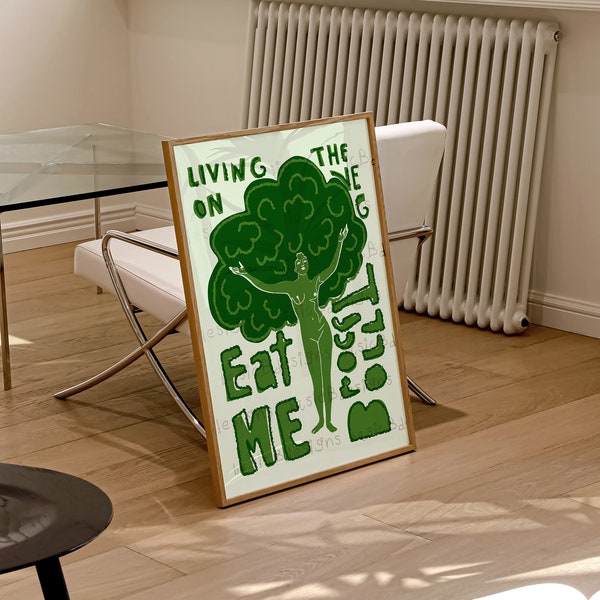 Vegetable print of Broccoli Modern Wall Art | Kitchen decor | Digital download poster| Veggie gift