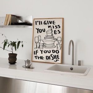 Kitchen wall art | Wash the dishes Poster | Do the dishes dummy Mid Century Print | Minimalistic Typography | Digital download available