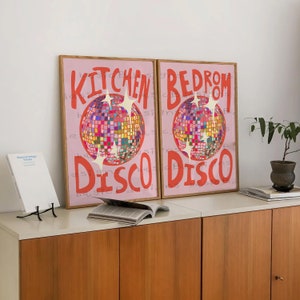 Bathroom Disco Print Colourful Home Décor Rainbow Toilet Kitchen Disco Ball Print Digital download available image 6